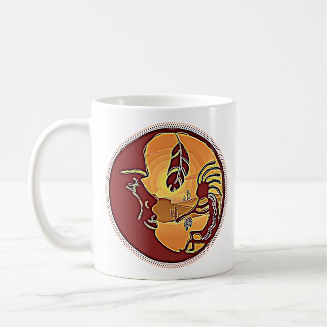 Landscape Button - Kokopelli Moon Feather 1 Coffee Mug (Left)