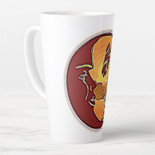 Landscape Button - Kokopelli Moon Feather 1 Latte Mug