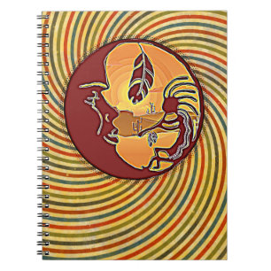 Landscape Button - Kokopelli Moon Feather 1 Notebook