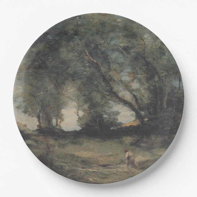 Landscape (by Camille Corot) Paper Plate (Front)