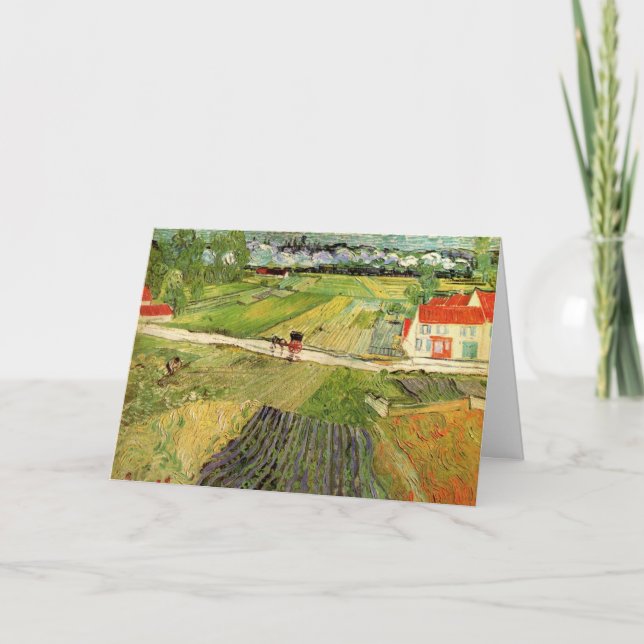 Landscape, Carriage and Train by Vincent van Gogh Card (Front)