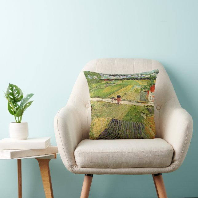 Landscape, Carriage and Train by Vincent van Gogh Cushion (Chair)