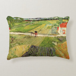 Landscape, Carriage and Train by Vincent van Gogh Decorative Cushion