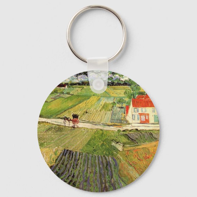 Landscape, Carriage and Train by Vincent van Gogh Key Ring (Front)