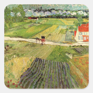 Landscape, Carriage and Train by Vincent van Gogh Square Sticker