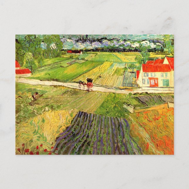 Landscape, Carriage and Train Van Gogh Fine Art Postcard (Front)