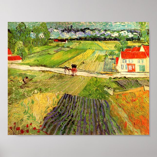 Landscape, Carriage and Train Van Gogh Fine Art Poster (Front)