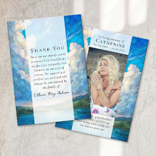 Landscape Clouds Photo Sympathy Funeral Memorial Thank You Card