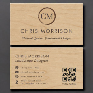 Landscape Design Wood QR Code Professional Business Card