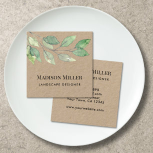 Landscape Designer Watercolor Greenery  Square Business Card