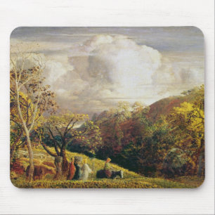 Landscape, figures and cattle mouse mat