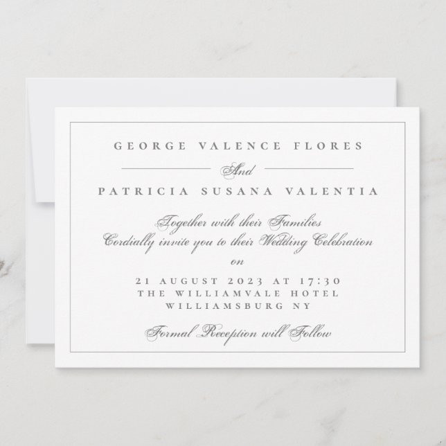 Landscape Formal Calligraphy Elegant Wedding Invitation (Front)
