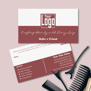 Landscape Format Square Logo Dual Colour Hair Salo Referral Card