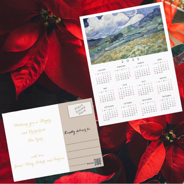 Landscape France Vincent Van Gogh 2025 Calendar Holiday Postcard (Landscape France Vincent Van Gogh 2025 Calendar Holiday Postcard)