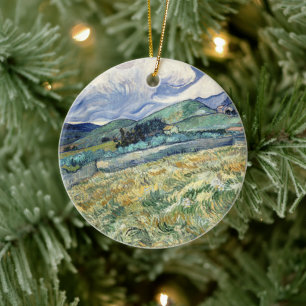 Landscape from Saint-Rémy by Vincent Van Gogh Ceramic Tree Decoration