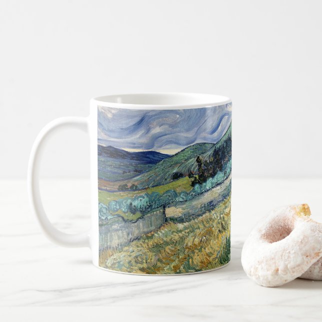  Landscape from Saint-Rémy by Vincent Van Gogh  Coffee Mug (With Donut)