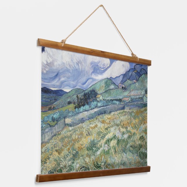 Landscape From Saint-Remy by Vincent van Gogh  Hanging Tapestry (Angled)