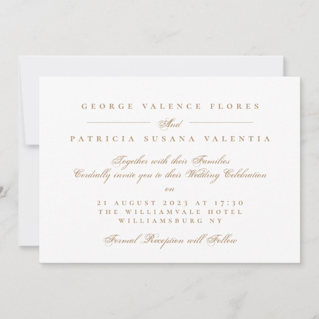 Landscape Gold Caramel Formal Calligraphy Elegant Invitation (Front)