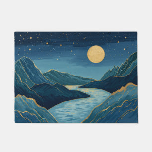 landscape Golden Peaks Under a Night Sky  Doormat