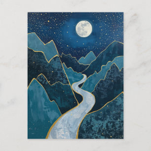 landscape Golden Peaks Under a Night Sky Postcard