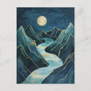 landscape Golden Peaks Under a Night Sky Postcard