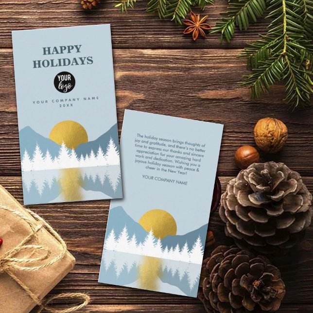 Landscape Golden Winter Happy Holidays Business  Business Card (Creator Uploaded)