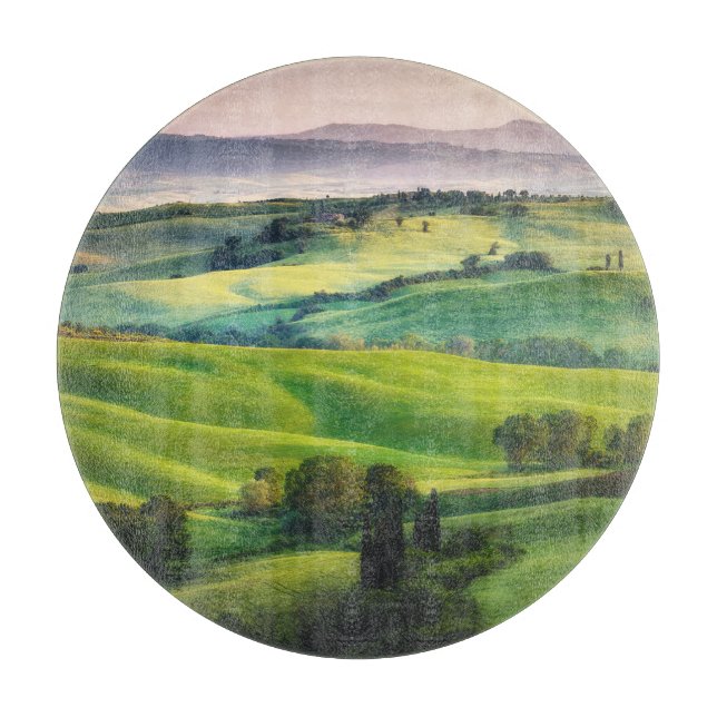 Landscape Greenery: Light Painted Serenity Cutting Board (Front)