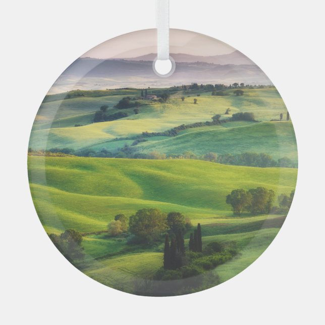 Landscape Greenery: Light Painted Serenity Glass Tree Decoration (Front)