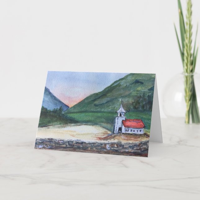 Landscape greeting card, with church. card (Front)