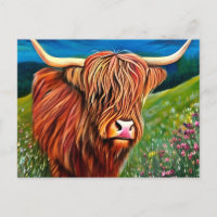 Landscape Highland Cow Painting