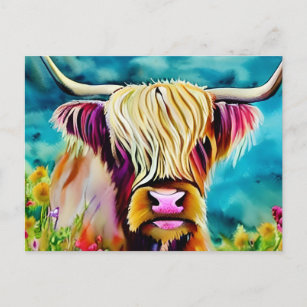 Landscape Highland Cow Postcard