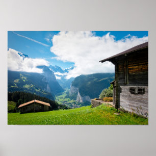 Landscape in Lauterbrunnen valley in Switzerland Poster