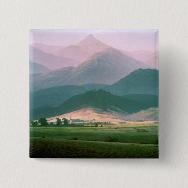 Landscape in the Riesengebirge, 1810-11 15 Cm Square Badge (Front)