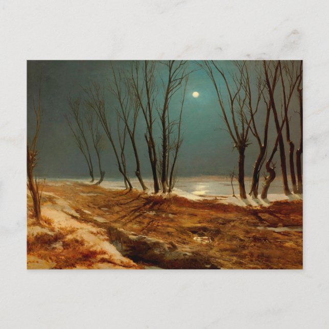 Landscape in Winter at Moonlight, Fine art Postcard (Front)