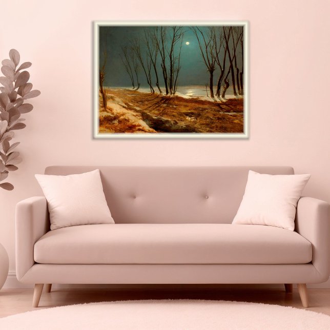 Landscape in Winter at Moonlight,  Winter art Poster (Creator Uploaded)