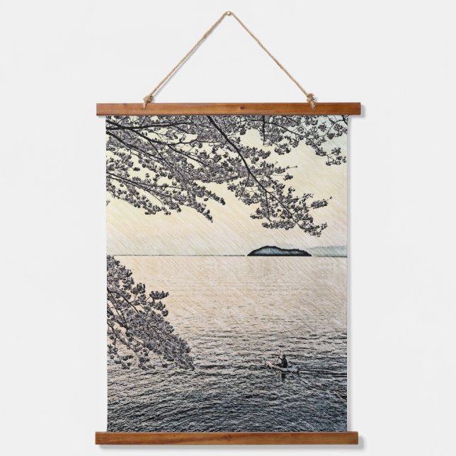 Landscape, Lake, Lake biwa Hanging Tapestry (Front)