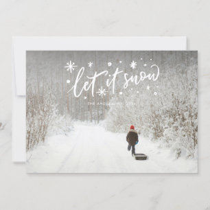 Landscape Let it Snow Lettering Christmas Photo Holiday Card