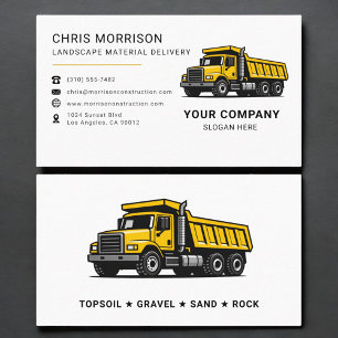 Landscape Material Delivery Dump Truck Business Card