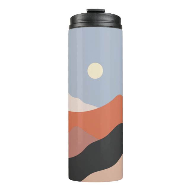 Landscape mid century illustrations,minimalist lan thermal tumbler (Front)