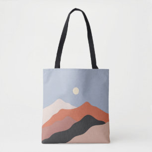 Landscape mid century illustrations,minimalist lan tote bag