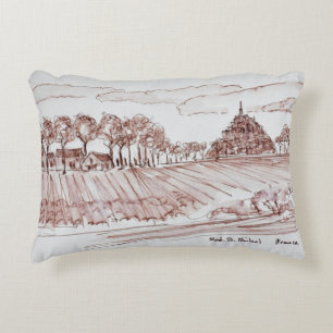 Landscape Mont Saint-Michel Normandy, France Decorative Cushion
