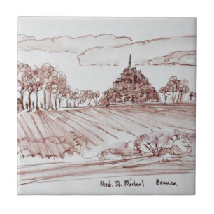 Landscape Mont Saint-Michel Normandy, France Tile