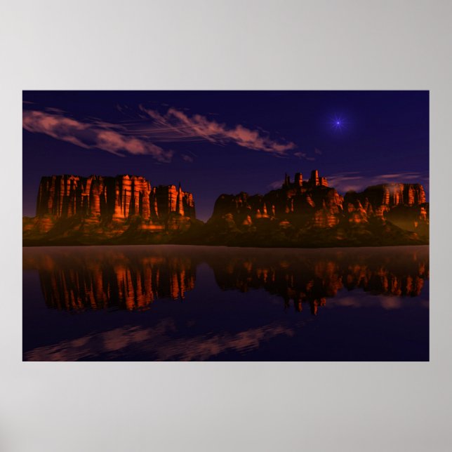 landscape, mountains in the sunset poster (Front)