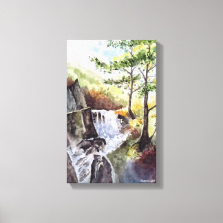 Landscape Nature River Watercolor Print Canvas