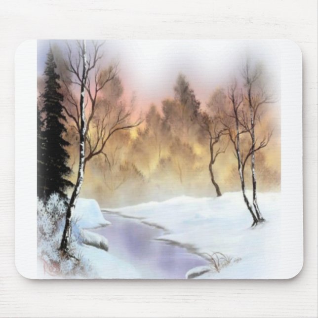 landscape nature snow snowday winter mouse mat (Front)