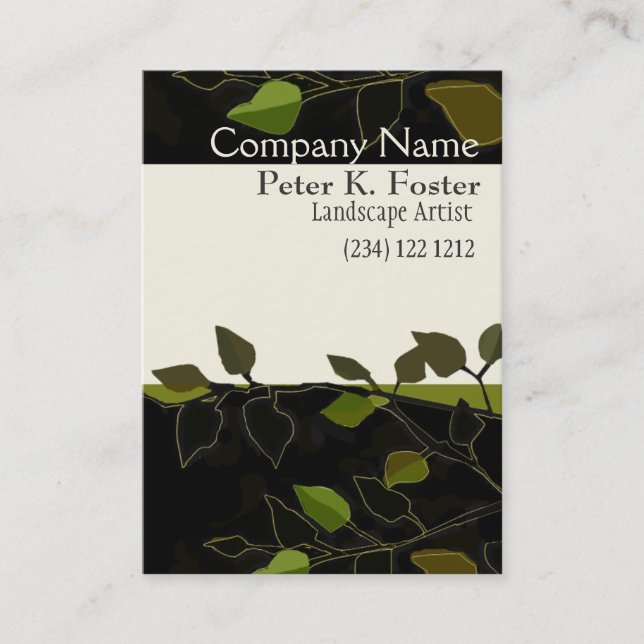 Landscape Nature Tree Branch Modern Business Card (Front)