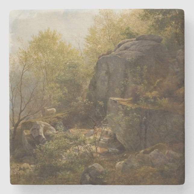Landscape Near Conway, North Wales (by A.H. Wyant) Stone Coaster (Front)