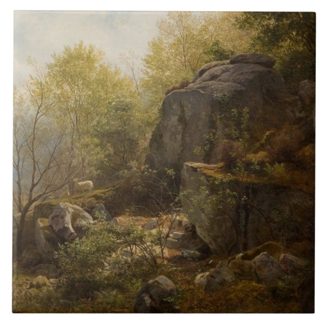 Landscape Near Conway, North Wales (by A.H. Wyant) Tile (Front)