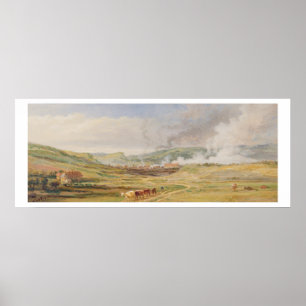 Landscape near Swansea, South Wales (oil on panel) Poster
