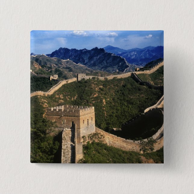 Landscape of Great Wall, Jinshanling, China 15 Cm Square Badge (Front)